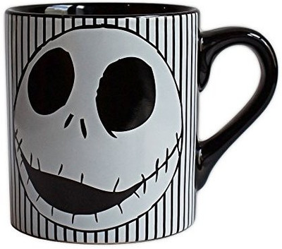 

Disney Buffalo NB0232 Disney Nightmare Before Christmas Skull Stripes Ceramic, 14 oz, Black Ceramic Mug(60 ml), Silver