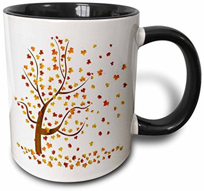 

3dRose Fall Tree with Leaves Two Tone Black, 11 oz, Black/White Ceramic Mug(60 ml), Multicolor