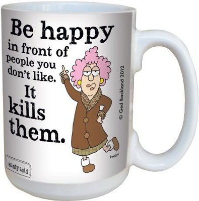 

Tree-Free Greetings Greetings lm43877 Hilarious Aunty Acid Be Happy by The Backland Studio Ceramic, 15-Ounce Ceramic Mug(60 ml), Multicolor