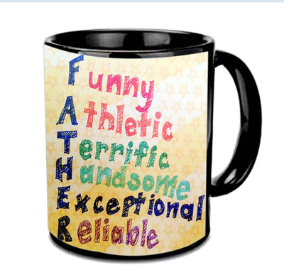 

Raj Laxmi FATHER Full Form Multicolor Ceramic Mug(3.5 ml), Black