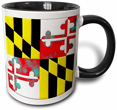 

3dRose Maryland State Flag Two Tone Black, 11 oz, Black/White Ceramic Mug(60 ml), Multicolor