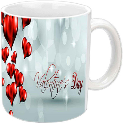 

Raj Laxmi flying hearts valentine white Ceramic Mug(386 ml)