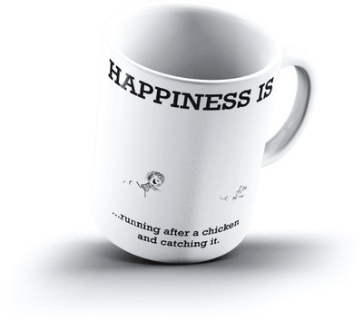 

Ucard Happiness Is1880 Bone China, Ceramic, Porcelain Mug(325 ml), Multicolor