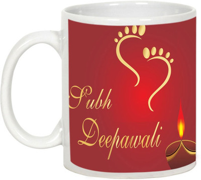 

AllUPrints Gifts For Diwali - Happy Deepawali To Friends And Family Ceramic Mug(325 ml), White