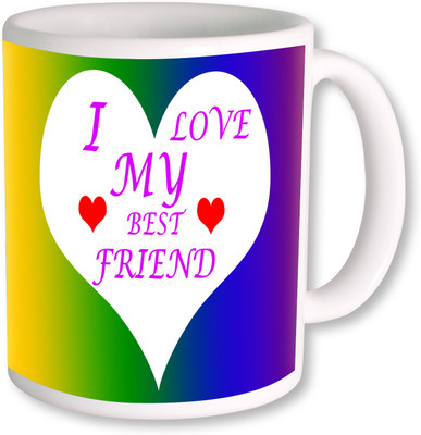 

PhotogiftsIndia I love My Friends With Heart Ceramic Mug(325 ml), Multicolor