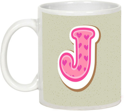 

AllUPrints Colorful Alphabet Letters "J" Ceramic Mug(325 ml), White