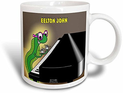 

3dRose Eelton John The Piano Player Ceramic, 15 oz, White Ceramic Mug(60 ml), Multicolor