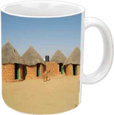 

Raj Laxmi Wonderful Rajasthani Village White Ceramic Mug(350 ml)