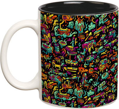 

Prithish Pschedelic Collection 6 Ceramic Mug(330 ml), Multicolor