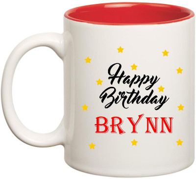 

Huppme Happy Birthday Brynn Inner Red Ceramic Mug(350 ml), Red;white