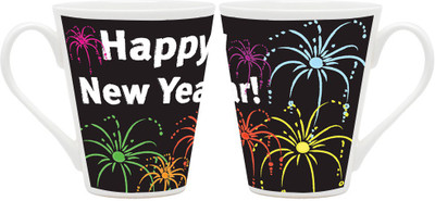 

Homesogood Lets Celebrate New Year Ceramic Mug(355 ml, Pack of 2)
