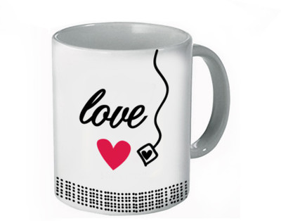 

DESIGNER CASES Heart White Plain Coffee Ceramic Mug(320 ml), Multicolor