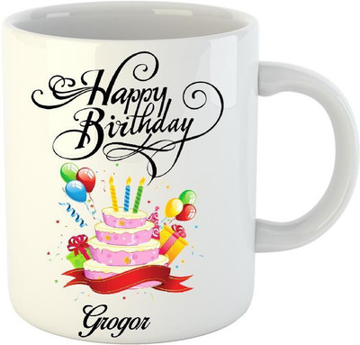 

HuppmeGift Happy Birthday Grogor White (350 ml) Ceramic Mug(350 ml)