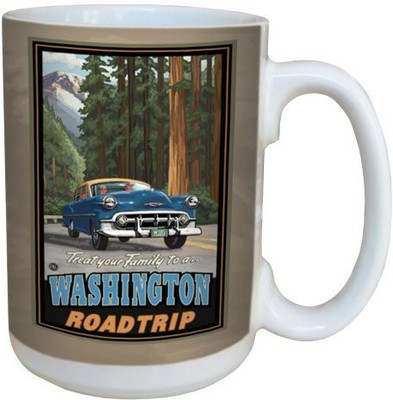 

Tree-Free Greetings Greetings 79444 Washington Road Trip by Paul A. Lanquist Ceramic with Full-Sized Handle, 15-Ounce, Multicolored Ceramic Mug(60 ml), Multicolor