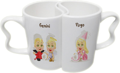 

Ucard Gemini and Virgo Zodiac Sign Valentines Day Couple Bone China, Ceramic, Porcelain Mug(325 ml), Multicolor