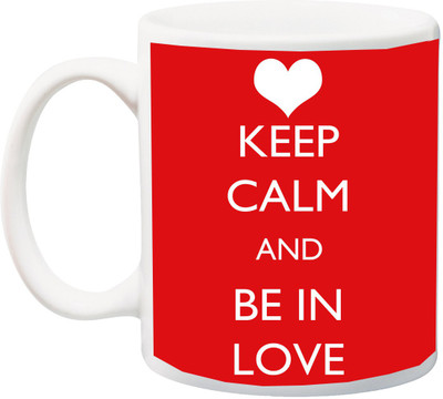 

ME&YOU Special Keep Calm and bi in love red printed Ceramic Mug(325 ml), Multicolor