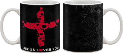

Artifa Jesus Loves You Porcelain, Ceramic Mug(350 ml), Multicolor