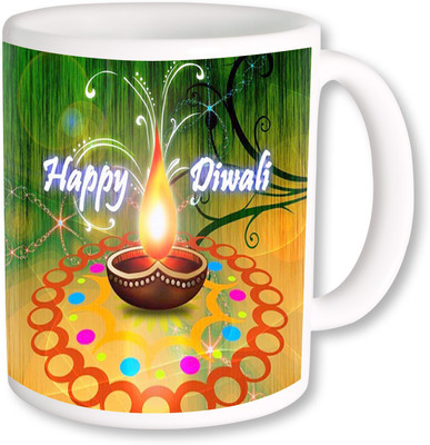 

PhotogiftsIndia Lightening Diya With Happy Diwali Coffee Ceramic Mug(325 ml), Multicolor