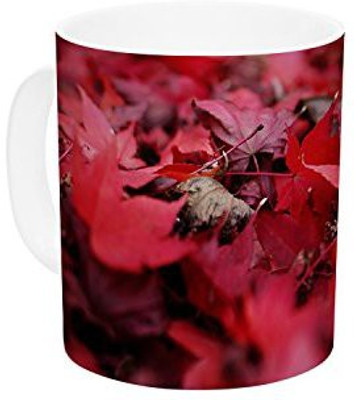 

Kess InHouse InHouse Angie Turner Red Leaves Maroon Leaf Ceramic Coffee, 11 oz, Multicolor Ceramic Mug(60 ml)