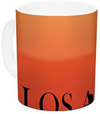 

Kess InHouse InHouse KESS Original Los Angeles Orange Black Ceramic Coffee, 11 oz, Multicolor Ceramic Mug(60 ml)