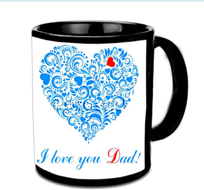 

Raj Laxmi I Love YOU Dad With Beautiful Heart Design Multicolor Ceramic Mug(350 ml), Black