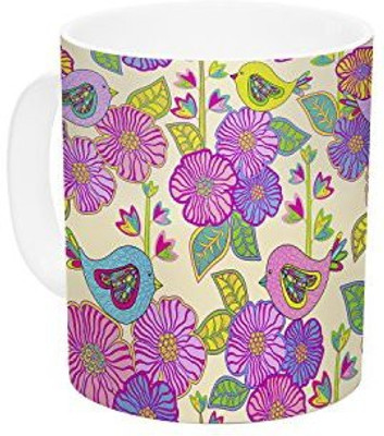 

Kess InHouse InHouse Julia Grifol My Birds and My Flowers Ceramic Coffee, 11 oz, Multicolor Ceramic Mug(60 ml)