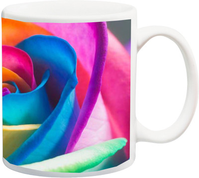 

ME&YOU Gift For Holi; happy Holy colorfull roses Printed Ceramic Mug(325 ml), Multicolor