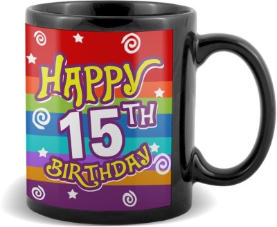 

SKY TRENDS Happy 15th Birthday Black Coffee Ceramic Mug(320 ml)