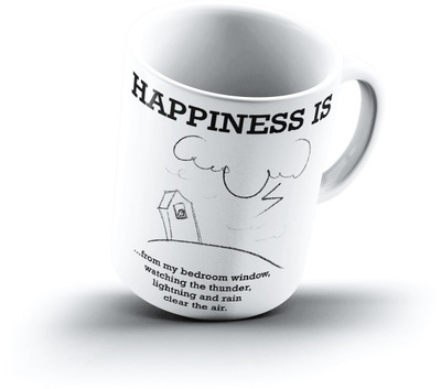 

Ucard Happiness Is1543 Bone China, Ceramic, Porcelain Mug(325 ml), Multicolor
