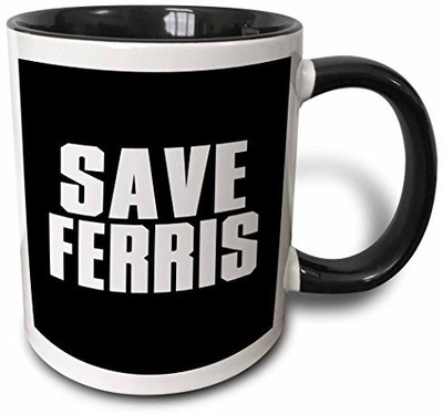 

3dRose mug_15925_4 Save Ferris Two Tone Black, 11 oz, Black/White Ceramic Mug(60 ml), Multicolor