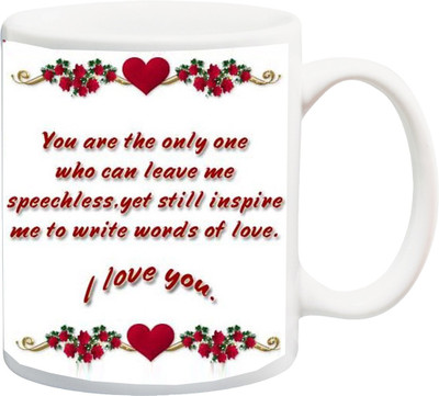 

ME&YOU Valentine's Day/Anniversary Gift: I Love You Red Special Quotes Printed Ceramic Mug(325 ml), Multicolor