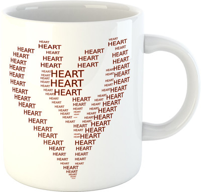 

Deeher Gifts Heart Ceramic Mug(330 ml), Multicolor