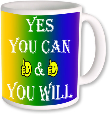 

PhotogiftsIndia motivational quotes smiley Yes You Can Ceramic Mug(325 ml), Multicolor