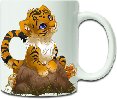 

Maison N Mode Funny Tiger Coffee Ceramic Mug(330 ml), Multicolor