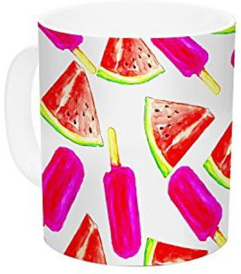 

Kess InHouse InHouse Sreetama Ray Strawberry and Watermelon Pink Red Ceramic Coffee, 11 oz, Multicolor Ceramic Mug(60 ml)