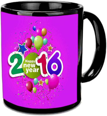 

Raj Laxmi Happy new year mug cup in black Ceramic Mug(350 ml)
