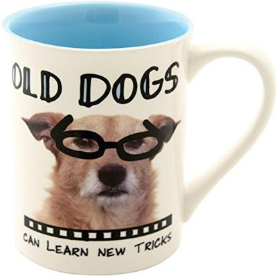 

Enesco 4.5-Inch Hoots and Howlers, 16-Ounce, Old Dogs Ceramic Mug(60 ml), Multicolor