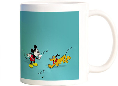 

Rangeele Inkers Mickey and Pluto Ceramic Mug(300 ml), Multicolor