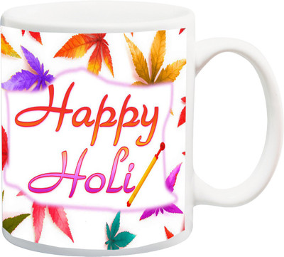 

ME&YOU Gift for Holi;Happy Holy Printed Ceramic Mug(325 ml), Multicolor