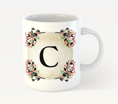 

Deeher Gifts 'C' Name Initials Ceramic Mug(350 ml), Multicolor