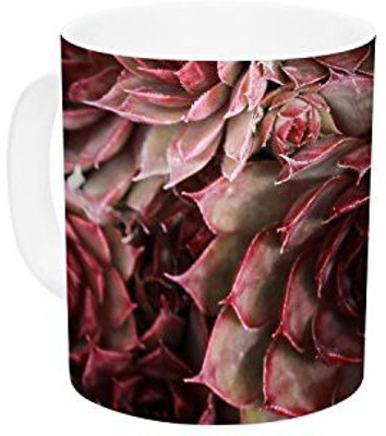 

Kess InHouse InHouse Debbra Obertanec Red Succulents Maroon Ceramic Coffee, 11 oz, Multicolor Ceramic Mug(60 ml)
