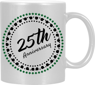 

HuppmeGift 25th Anniversary Silver Ceramic Mug(350 ml)