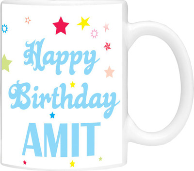 

Simbright amit birthday blue Ceramic Mug(325 ml), White
