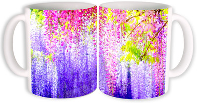 

PhotogiftsIndia flower art design 004 Ceramic Mug(350 ml, Pack of 2), Multicolor