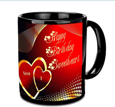 

Raj Laxmi Lovely Design Happy Birthday Black Ceramic Mug(3.5 ml)