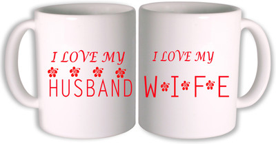 

PhotogiftsIndia i love my husband wife Ceramic Mug(350 ml, Pack of 2), Multicolor