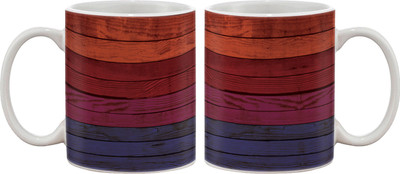 

Artifa Colored Wood Texture Porcelain, Ceramic Mug(350 ml), Multicolor