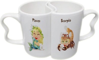 

Ucard Pisces and Scorpio Zodiac Sign Couple Bone China, Ceramic, Porcelain Mug(325 ml), Multicolor