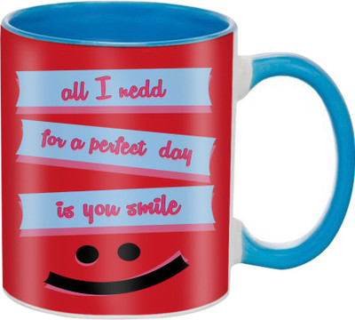 

SKY TRENDS Great Romantic Love Best Gifts For Valentine Day For Girlfriend Boyfriend Fiance Wife Husband, Anniversary,Christmas, Design 053 Ceramic Mug(325 ml), Blue