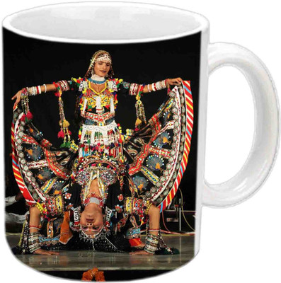 

Raj Laxmi Gulabo Kalbeliya Dance white Ceramic Mug(350 ml)